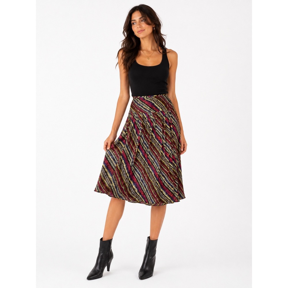 Vintage Valerie Stevens 100% Silk Midi Skirt Y2K Size 10 Fairy Grunge Boho